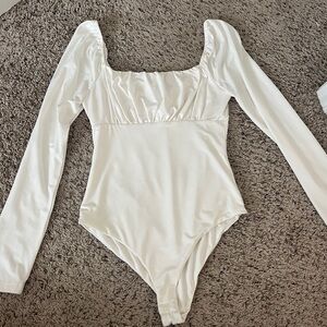 Princess Polly white long sleeve scoop neck body suit